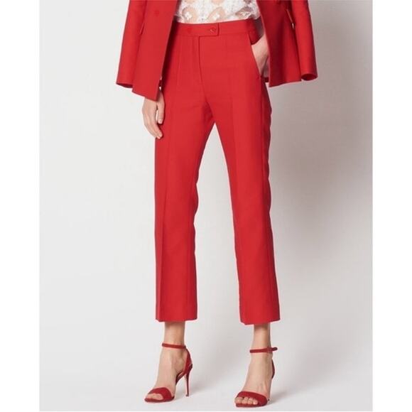 Sandro Red/Rouge Poison Straight Leg Pants (Size 42) - Picture 1 of 11